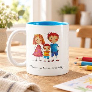 Upload Your Child's Drawing Custom Kids Artwork Two-Tone Coffee Mug