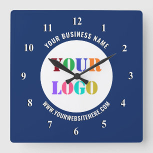 Upload Your Company Logo Add Text Branded Clock