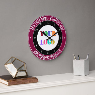 Upload Your Company Logo Add Text Branded Clock