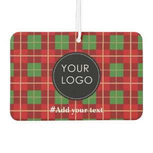Upload Your Custom Business Logo To Holiday Plaid Air Freshener