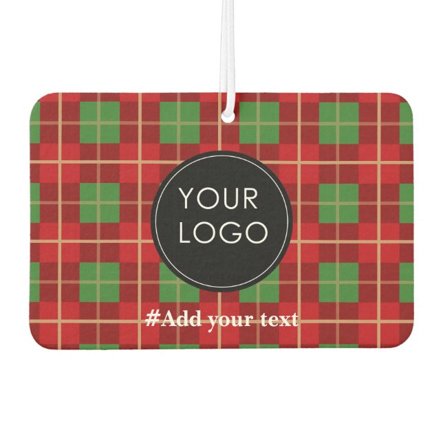 Upload Your Custom Business Logo To Holiday Plaid Air Freshener (Front)