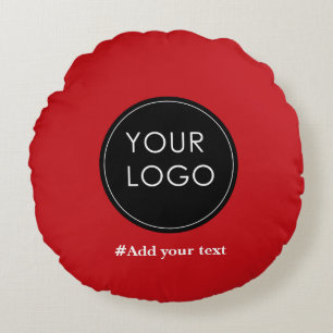 Upload Your Custom Business Logo To Holiday Red Round Pillow