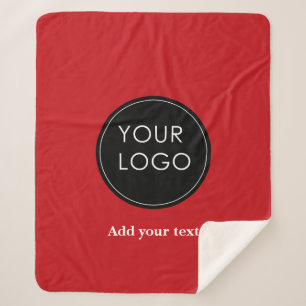 Upload Your Custom Business Logo To Holiday Red Sherpa Blanket