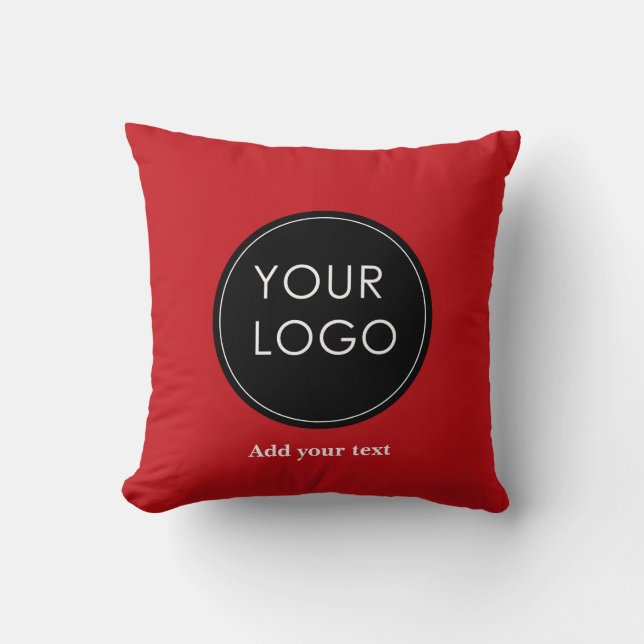 Upload Your Custom Business Logo To Holiday Red Throw Pillow (Front)