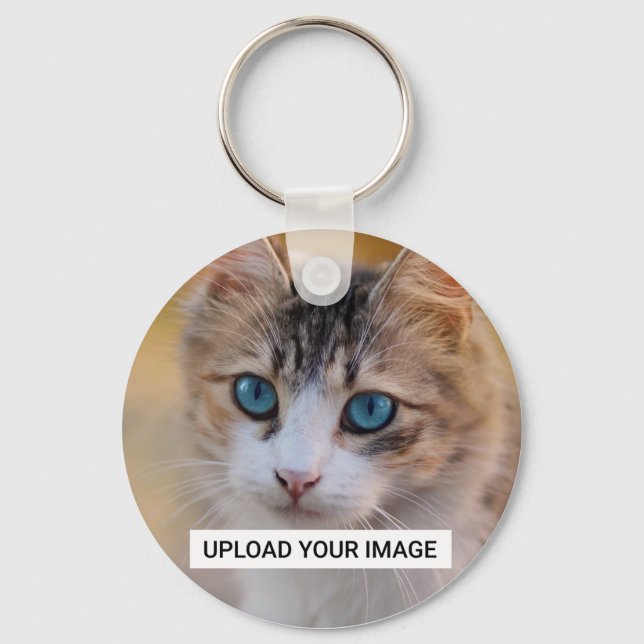 Upload Your Cute Cat Photo Keychain (Front)