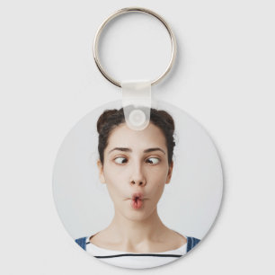 Upload Your Funny Face Photo Selfie Keychain