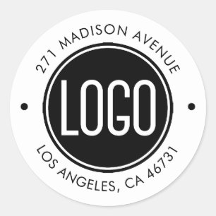 Upload Your Logo and Company Address Classic Round Sticker