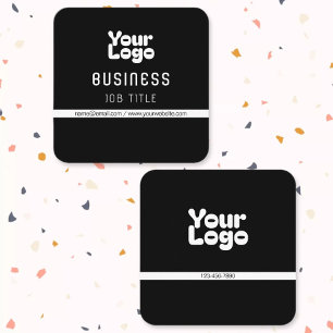 Upload Your Logo   Black & White (editable) Square Business Card