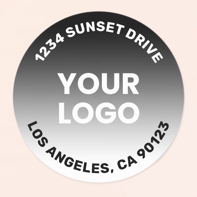 Upload Your Logo | Black & White Gradient Ombre Classic Round Sticker (Creator Uploaded)