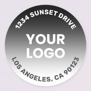 Upload Your Logo   Black & White Gradient Ombre Classic Round Sticker