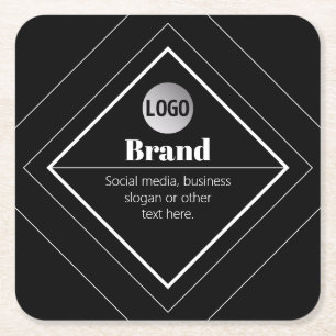 Upload Your Logo & Customizable Text Design Square Paper Coaster