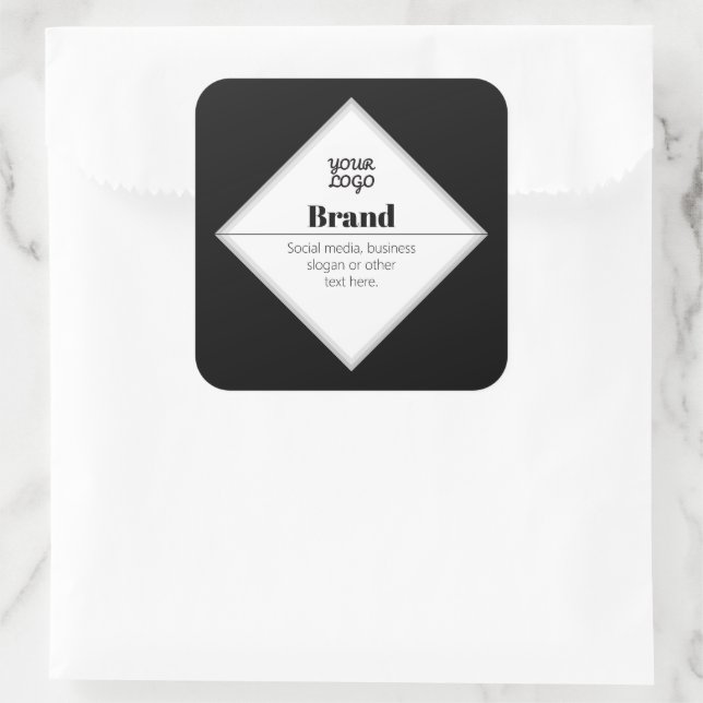 Upload Your Logo & Customizable Text Design Square Sticker (Bag)