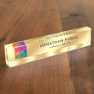 Upload Your Logo Elegant Modern Template Glam Gold Nameplate