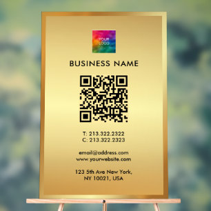 Upload Your Logo Gold Template Promotional QR Code Acrylic Sign