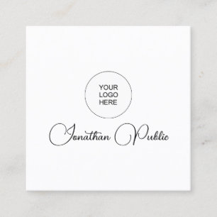 Upload Your Logo Here Modern Script Name Square Business Card