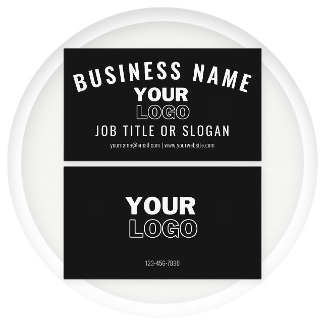 Upload Your Logo | Modern Black & White (editable) Business Card (Creator Uploaded)