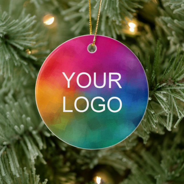 Upload Your Own Business Company Logo to Circle Ceramic Ornament (Tree)