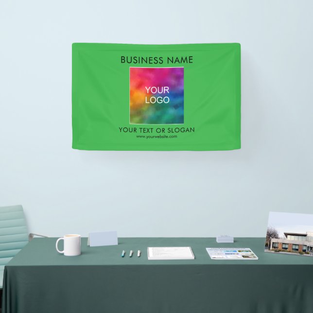 Upload Your Own Business Logo Add Text Kelly Green Banner (Tradeshow)