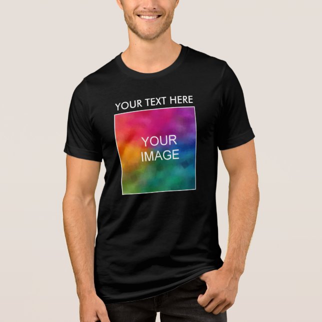 Upload Your Own Photo Mens Trend Solid Black Tri-Blend Shirt (Front)