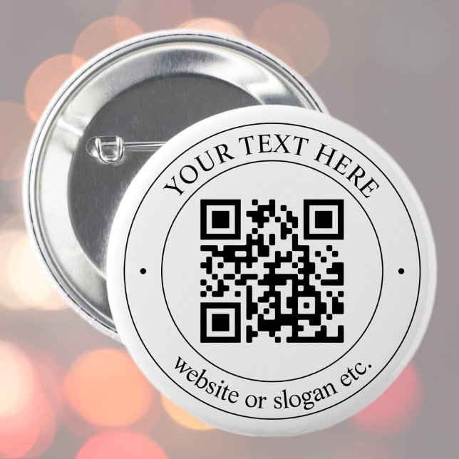 Upload Your Own QR Code & Customizable Text 2 Inch Round Button (Creator Uploaded)