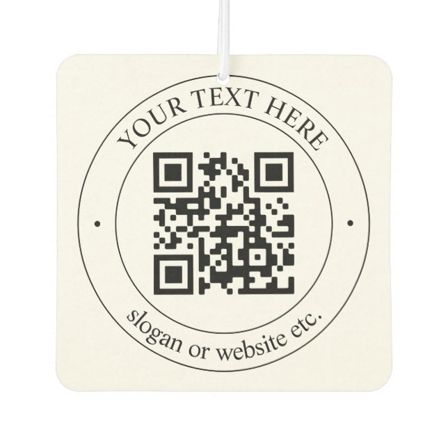 Upload Your Own QR Code & Customizable Text Air Freshener (Front)