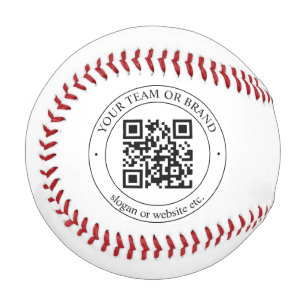Upload Your Own QR Code & Customizable Text Baseball