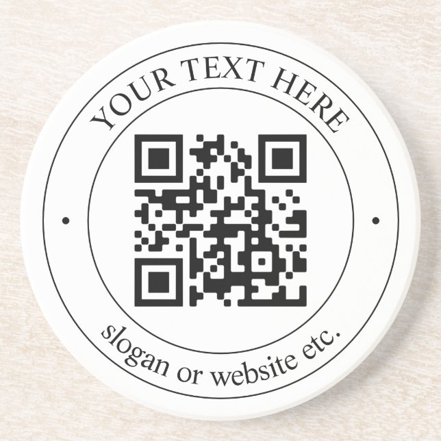 Upload Your Own QR Code & Customizable Text Coaster (Front)