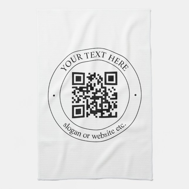 Upload Your Own QR Code & Customizable Text Kitchen Towel (Vertical)