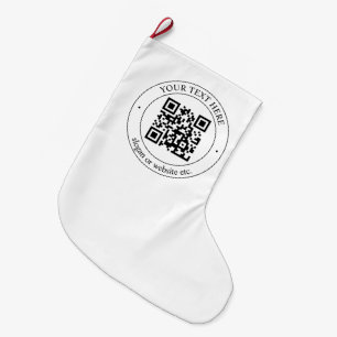 Upload Your Own QR Code & Customizable Text Large Christmas Stocking
