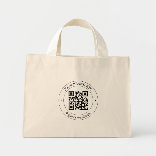 Upload Your Own QR Code & Customizable Text Mini Tote Bag (Front)