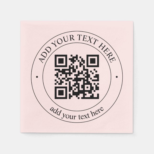 Upload Your Own QR Code & Customizable Text Napkin (Front)