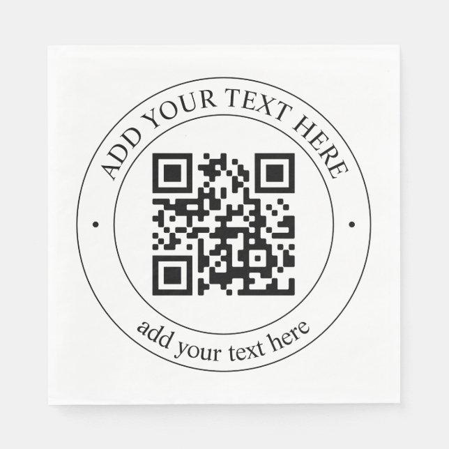 Upload Your Own QR Code & Customizable Text Napkin (Front)