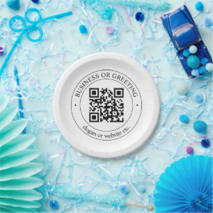 Upload Your Own QR Code & Customizable Text Paper Plate