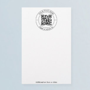 Upload Your Own QR Code & Customizable Text Stationery
