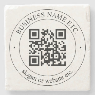 Upload Your Own QR Code & Customizable Text Stone Coaster