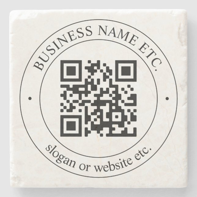 Upload Your Own QR Code & Customizable Text Stone Coaster (Front)