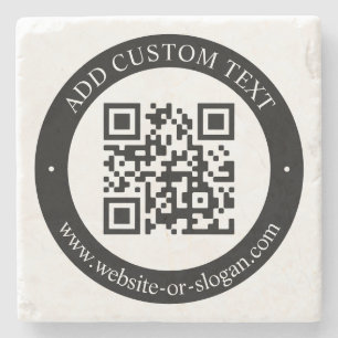 Upload Your Own QR Code & Customizable Text Stone Coaster