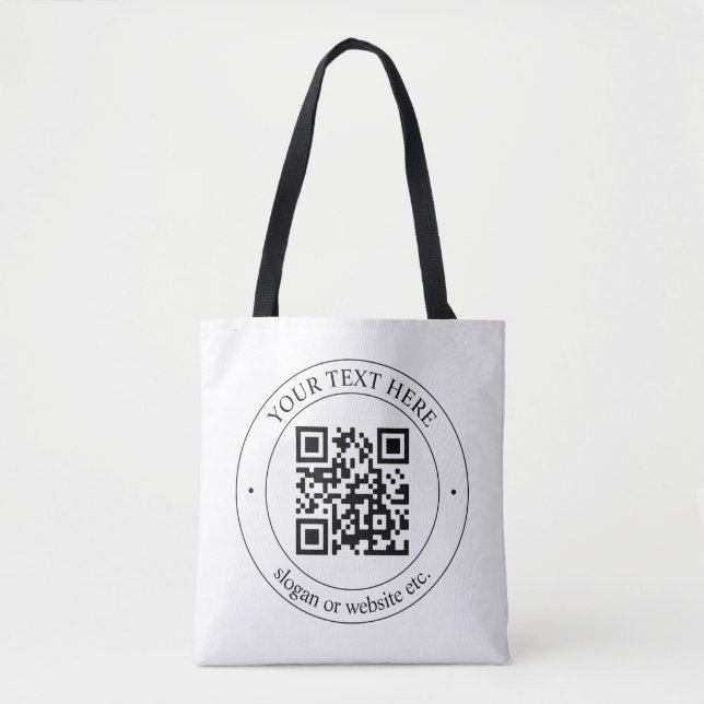 Upload Your Own QR Code & Customizable Text Tote Bag (Front)