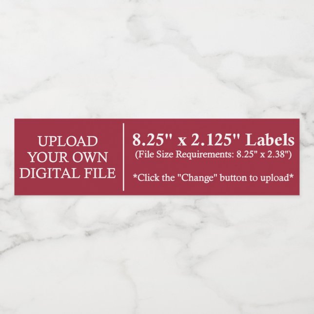Upload Your Own Water Bottle Labels | 8.25"x2.125" (Single Label)