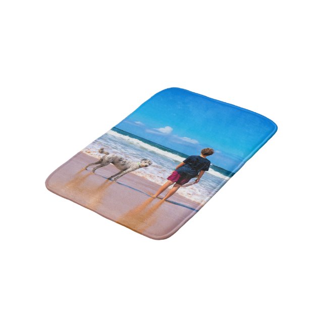 Upload Your Pet Photo Bath Mat Personalized Gift (Angled)