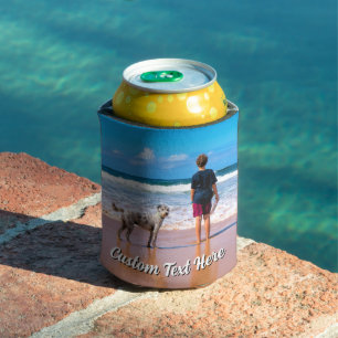 Upload Your Pet Photo Can Cooler Add Custom Text
