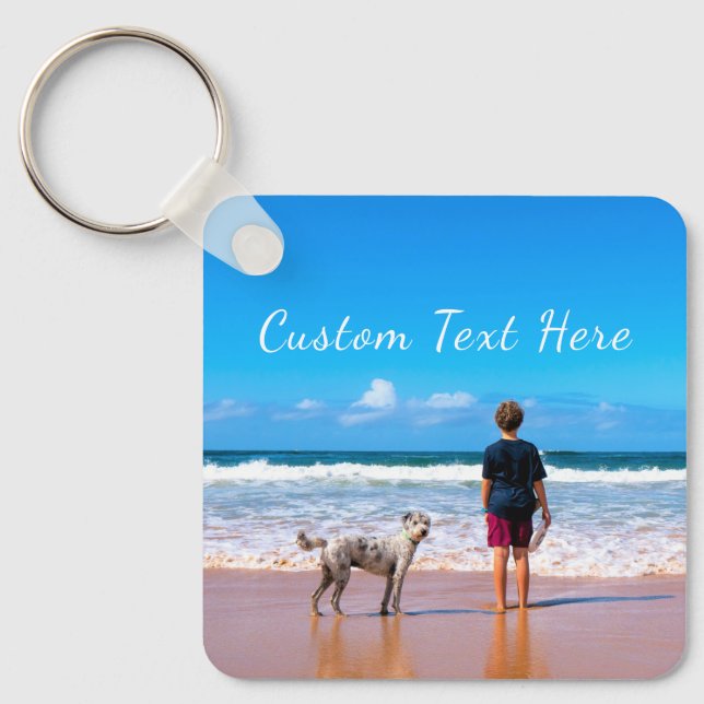 Upload Your Pet Photo Keychain Add Custom Text (Front)