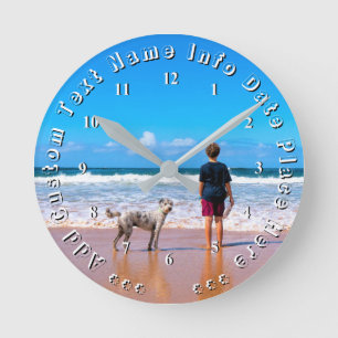 Upload Your Pet Photo Wall Clock Add Custom Text