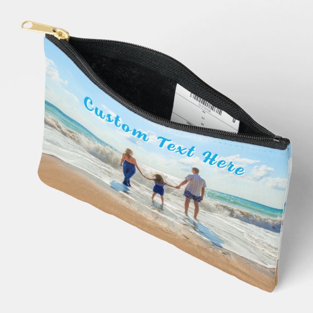 Upload Your Photo Accessory Pouch Gift Custom Text (Open)