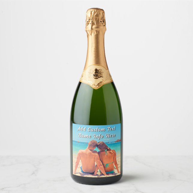 Upload Your Photo Bottle Labels Personalized Text (Front)