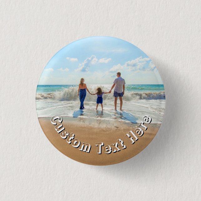 Upload Your Photo Button Gift Personalized Text (Front)