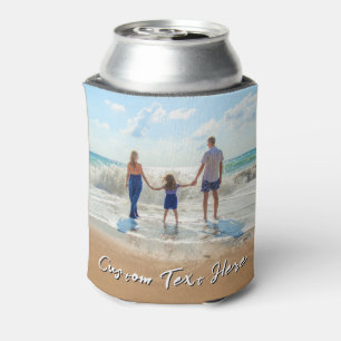 Upload Your Photo Can Cooler Gift Add Text Name