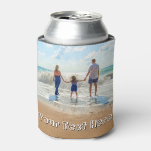 Upload Your Photo Can Cooler Gift Personalize Text