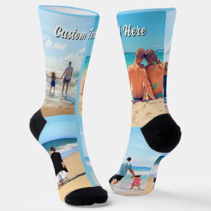 Upload Your Photo Collage Socks Personalized Text