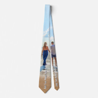 Upload Your Photo Couple Neck Tie Add Texts Names